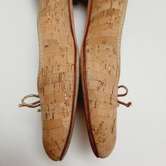 J. CREW | Italy Kiki Cork Leather Lined Round Toe Ballet Flats Shoe Natural 7.5 - Picture 13 of 16